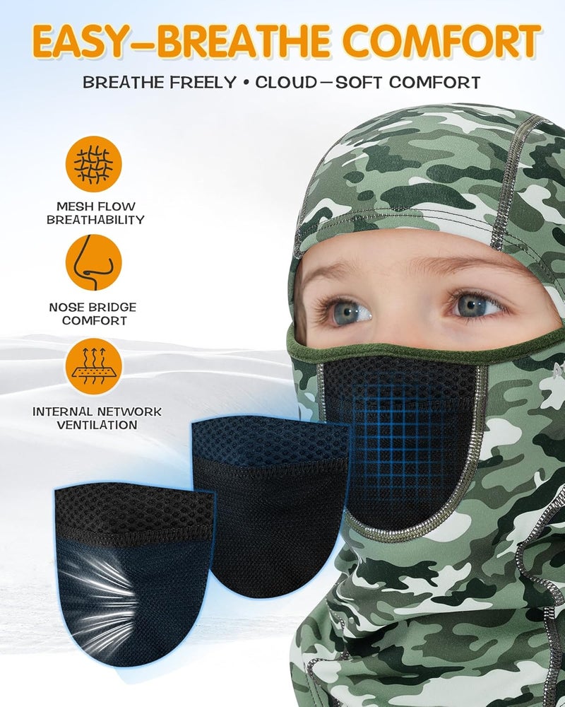 AOPREL Kids Balaclava Ski Mask with Breathable Holes, Windproof Fleece Full Face Mask for Cold Weather Boys Girls - Image 3
